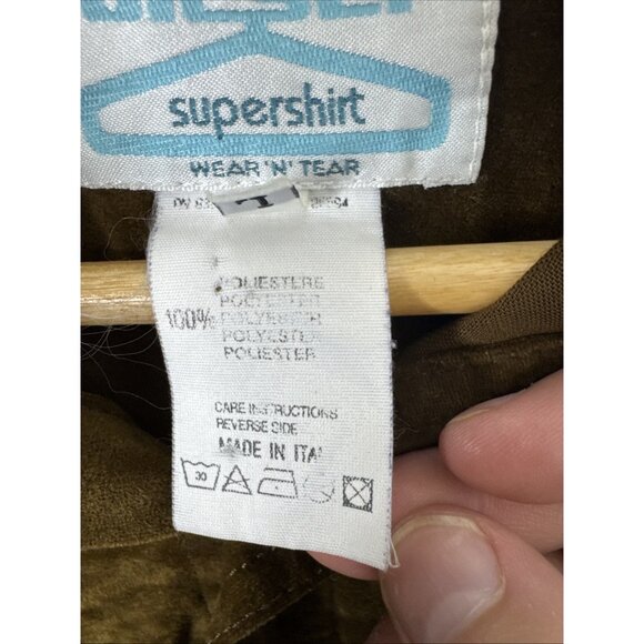 Vintage 90s Y2K Diesel Supershirt Brown Velour Button Up Long Sleeve Italy Men L - Picture 7 of 8